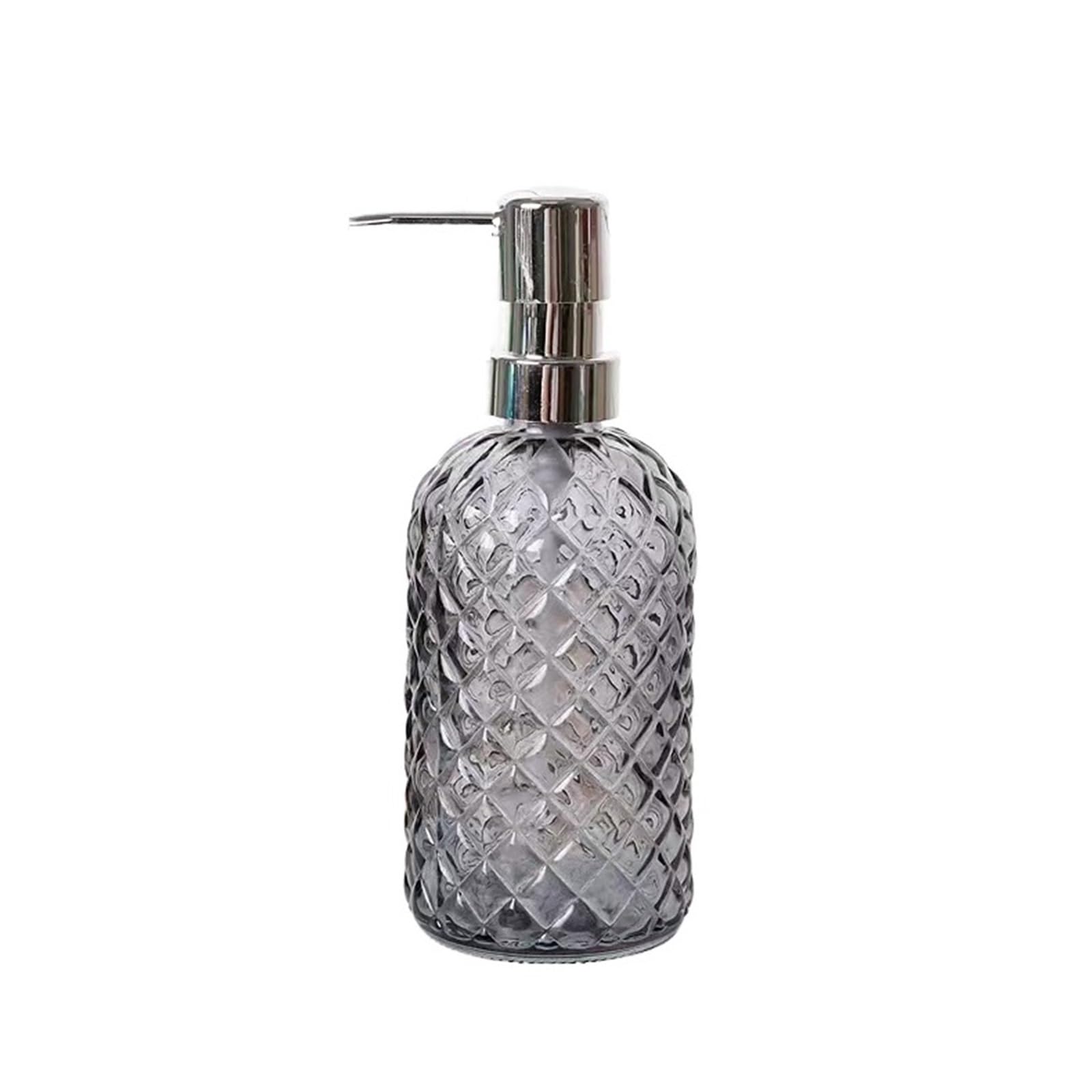 Bx9re7tk3g Gris Hand Wash Dispenser Glass Soap Dispenser With Stainless Steel Pump Bathroom Lotion Dispensing Bottle Bathroom & Kitchen(Gris)