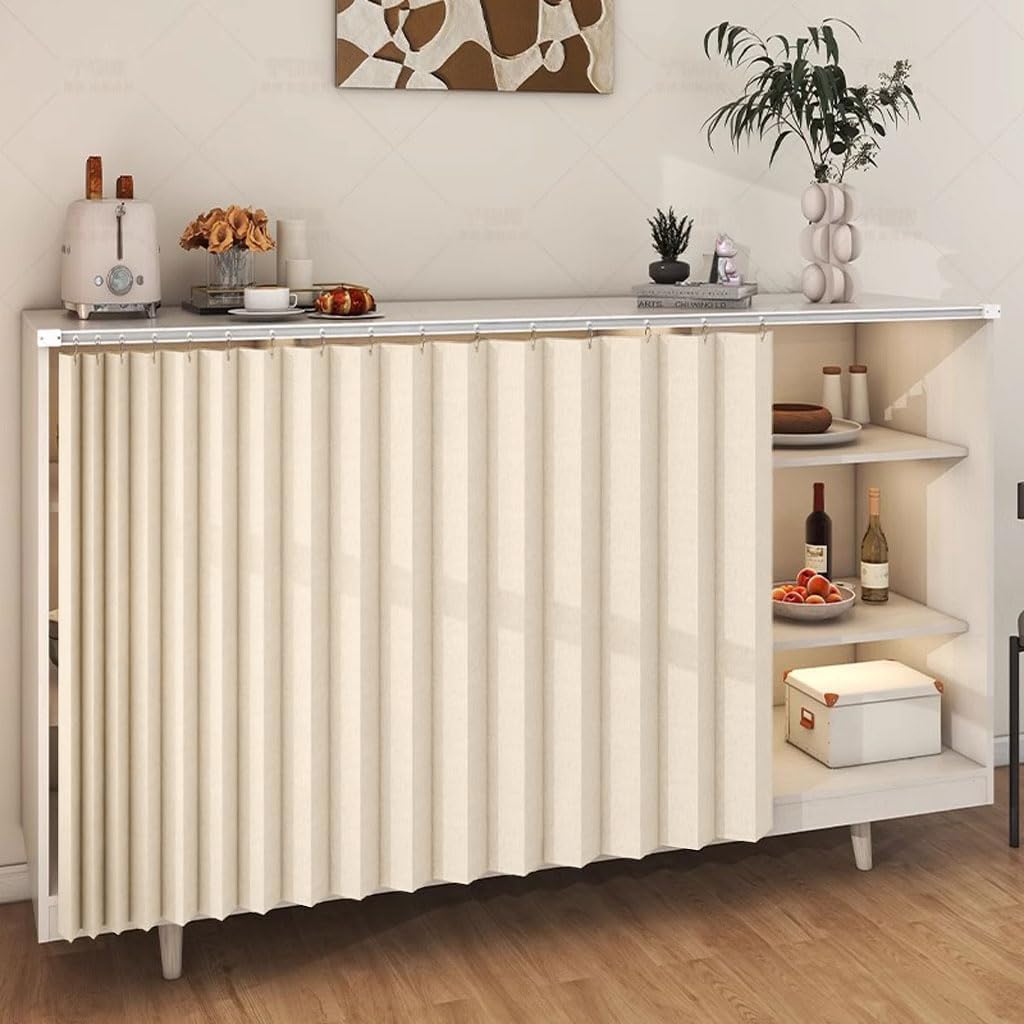 DSSHENGDS Customized multi-functional slide curtain, suitable for doorless cabinets, washing machines and wardrobes-Beige- W100cmxH80cm — image 1