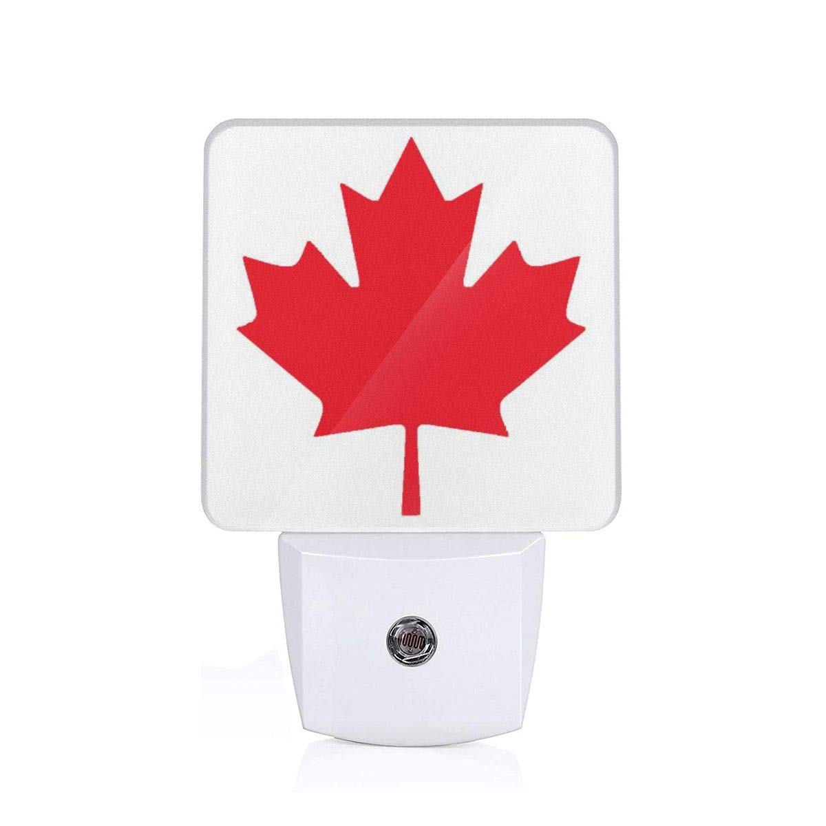 Canadian Flag of Canada Maple Leaf Plug-in LED Night Light Lamp with Light Sensor, Auto On/Off, Energy Efficient