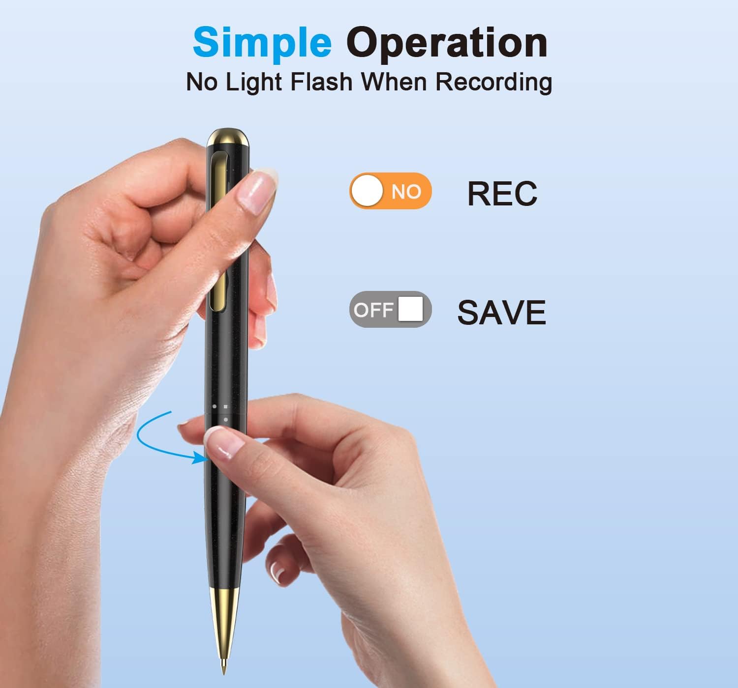 Diagram showing the simple REC and OFF/SAVE switch on the DCOLOR DQ96 pen