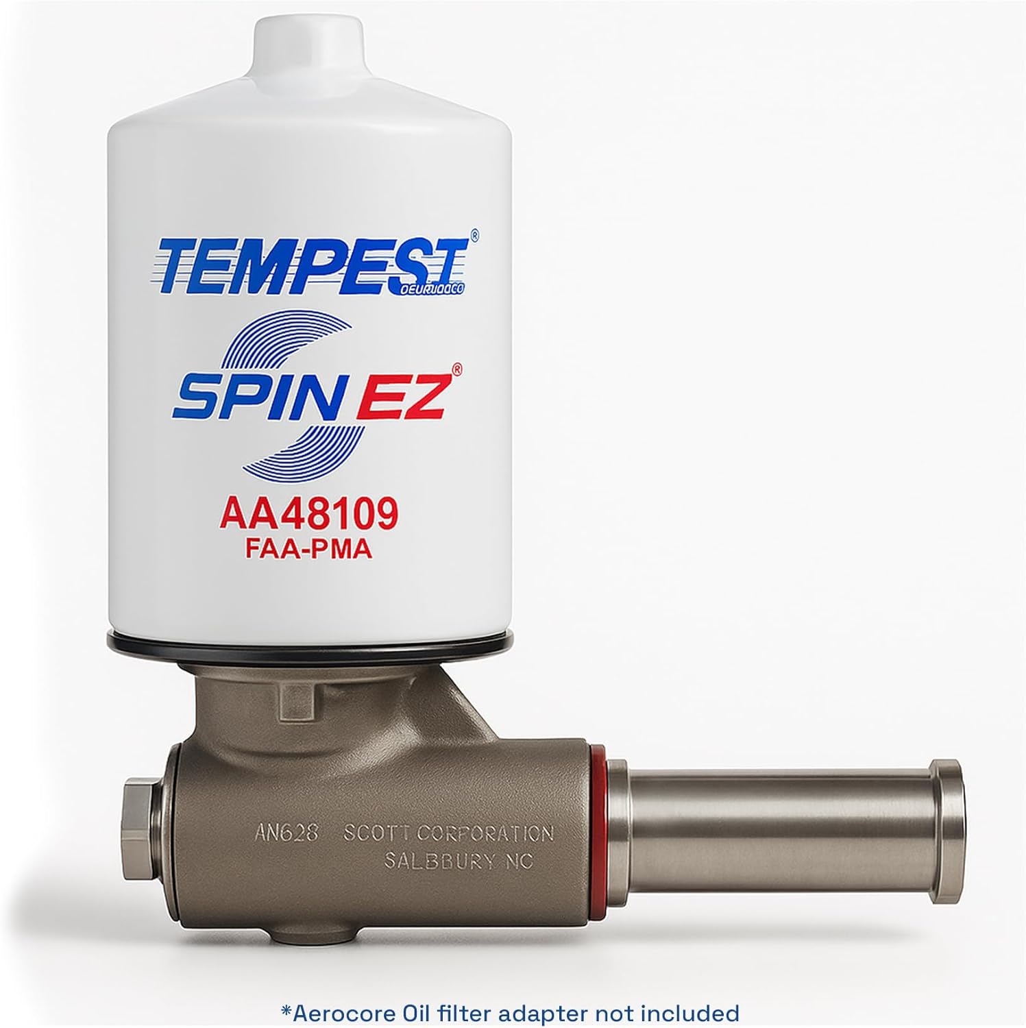Tempest AA48109 Aviation Spin-On Oil Filter – FAA8130-3 Full Traceability, Easy‑Remove Seal, SPIN EZ Coating, Aerocore High Capacity, FAA‑PMA Certified, ENGINE, AIRPLANE