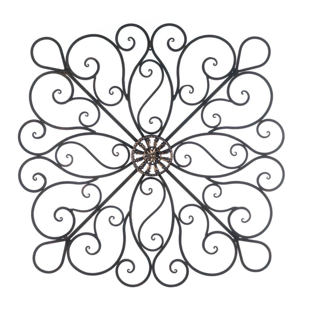 New Wrought Iron SCROLLWORK Wall Decor 36” Tall, Black