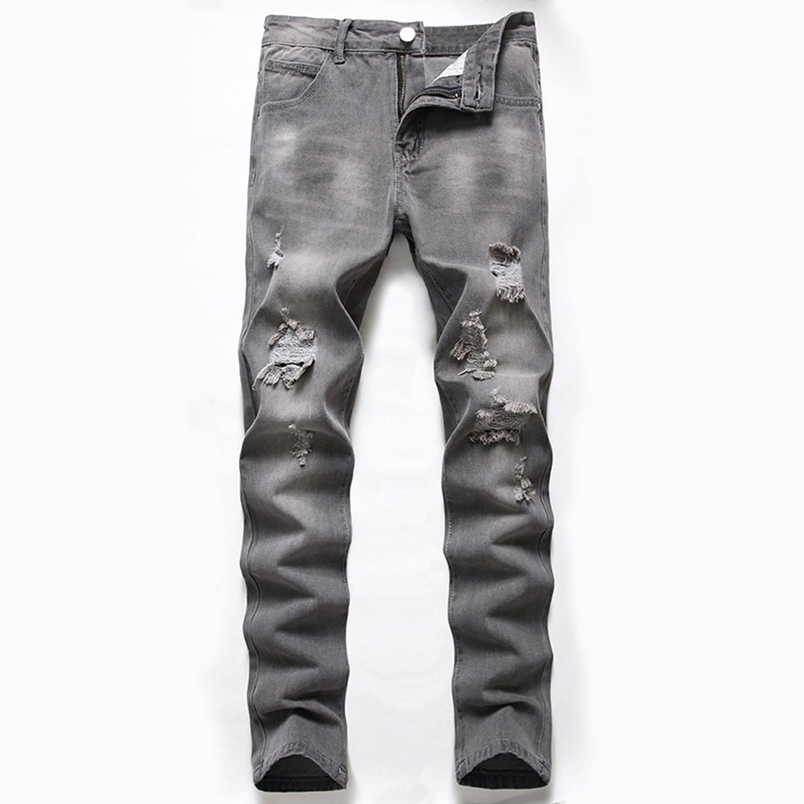 Ingvy Men Jeans Men Stretch Slim Denim Jeans Mens Casual