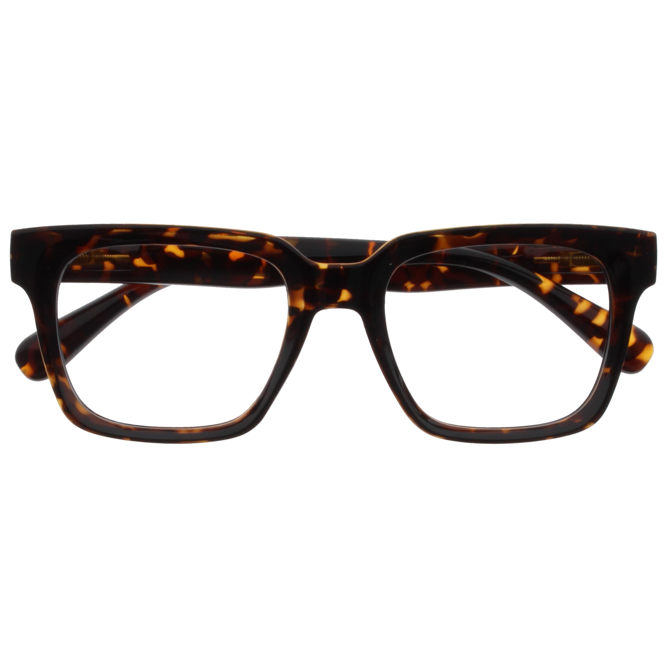 OPULIZE ERA Blaulichtfilter Lesebrille für Damen Herren - Entspiegelt & blendfrei - UV400-Schutz - Großer rechteckiger Rahmen - Computerbrillen Gaming - Braun schildpattfarben - +2,50