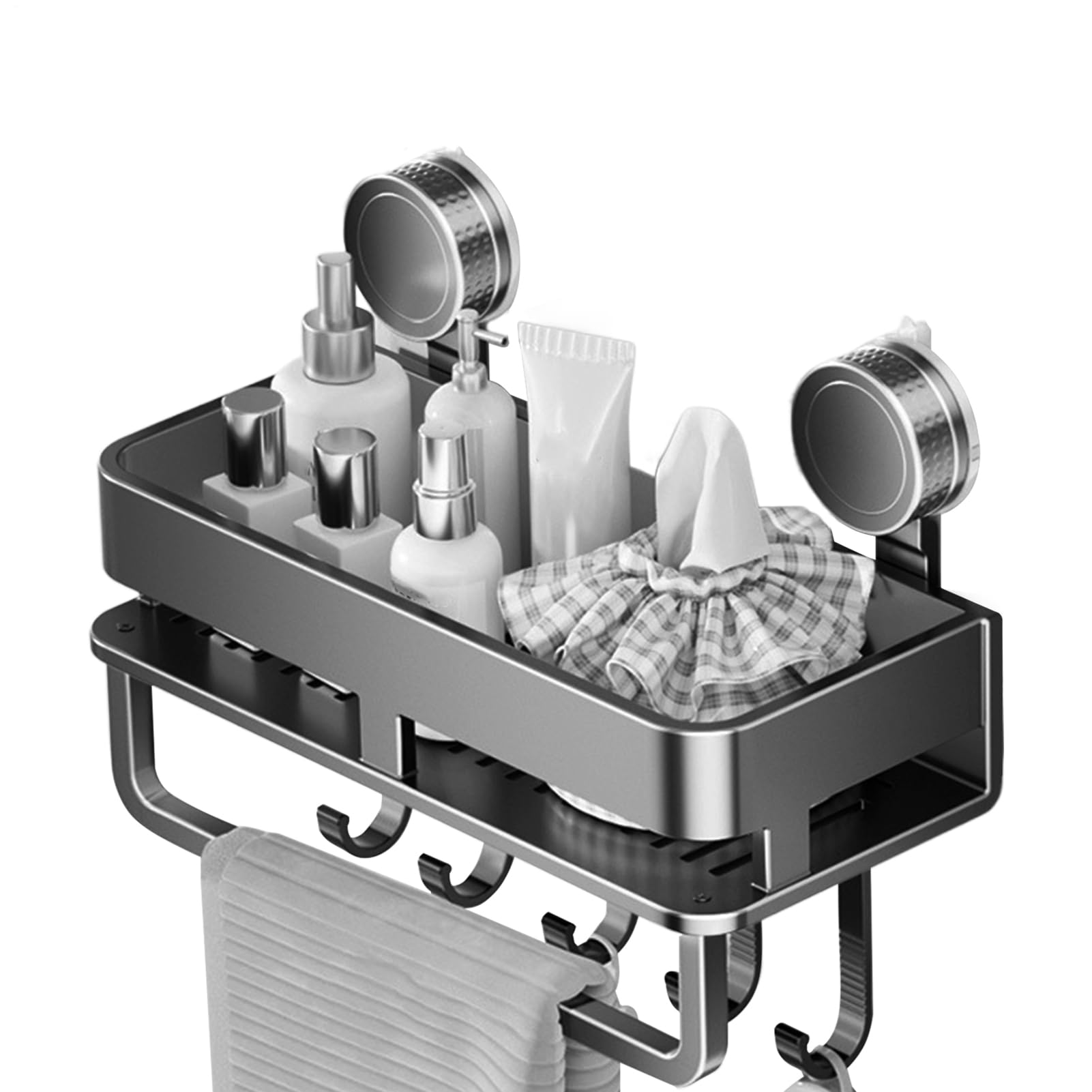 Contenitore per condimenti, organizer per condimenti da cucina, con ventosa, con 5 ganci, gadget da cucina per piastrelle, vetro, metallo, marmo, dispensa, soggiorno, appartamento,
