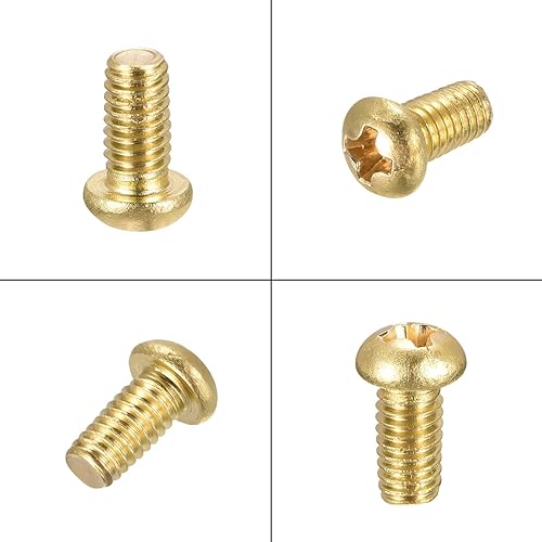 Miniatura 5 de uxcell Tornillos de máquina de latón, pernos de sujeción de cabeza plana Phillips M4x8mm para muebles, equipos de oficina, electrónica, 12 unidades