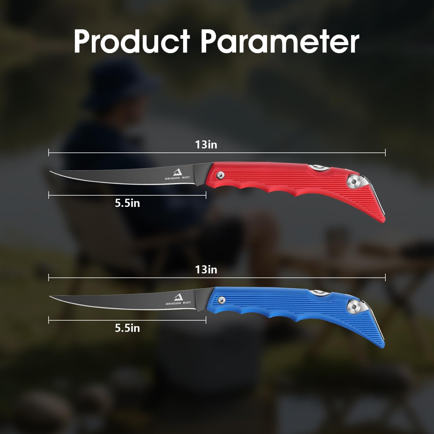 DRAGON RIOT Folding Fillet Knife Set for Fishing Camping Hunting, Boning Knife for Meat Cutting and Carving with a Easy Carrying Bag
