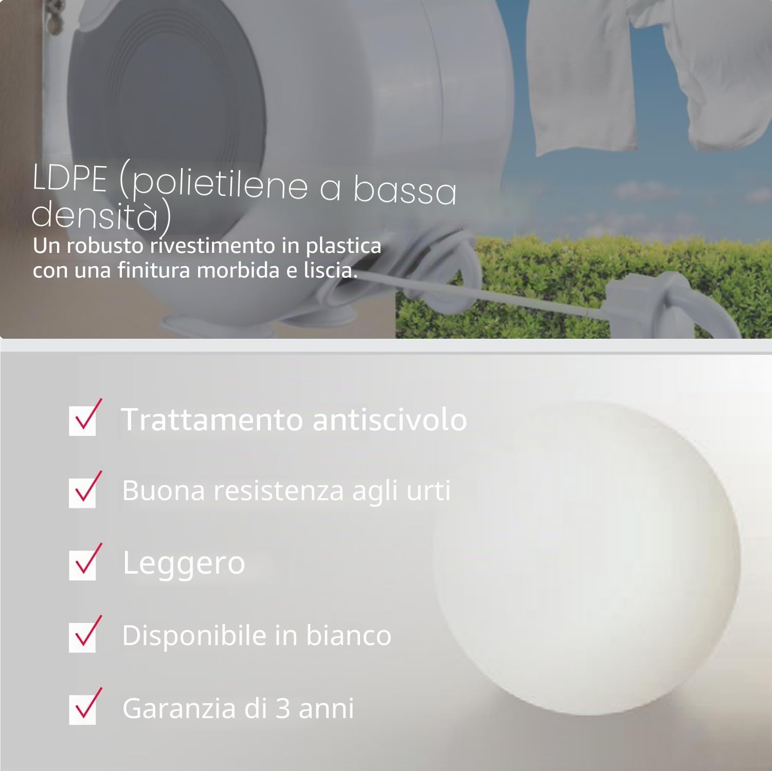 Metaltex - Filo retrattile doppio per stendere, per esterni, lunghezza 30 metri