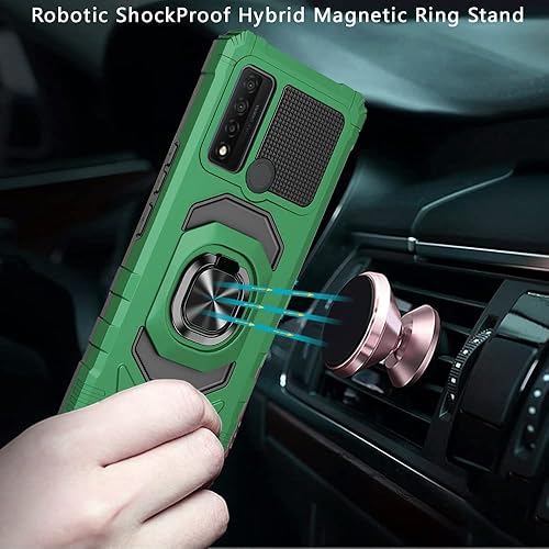 Miniatura 2 de Compatible con Alcatel TCL 20 XE con protector de pantalla de vidrio templado soporte magnético de soporte de anillo de montaje para automóvil Funda