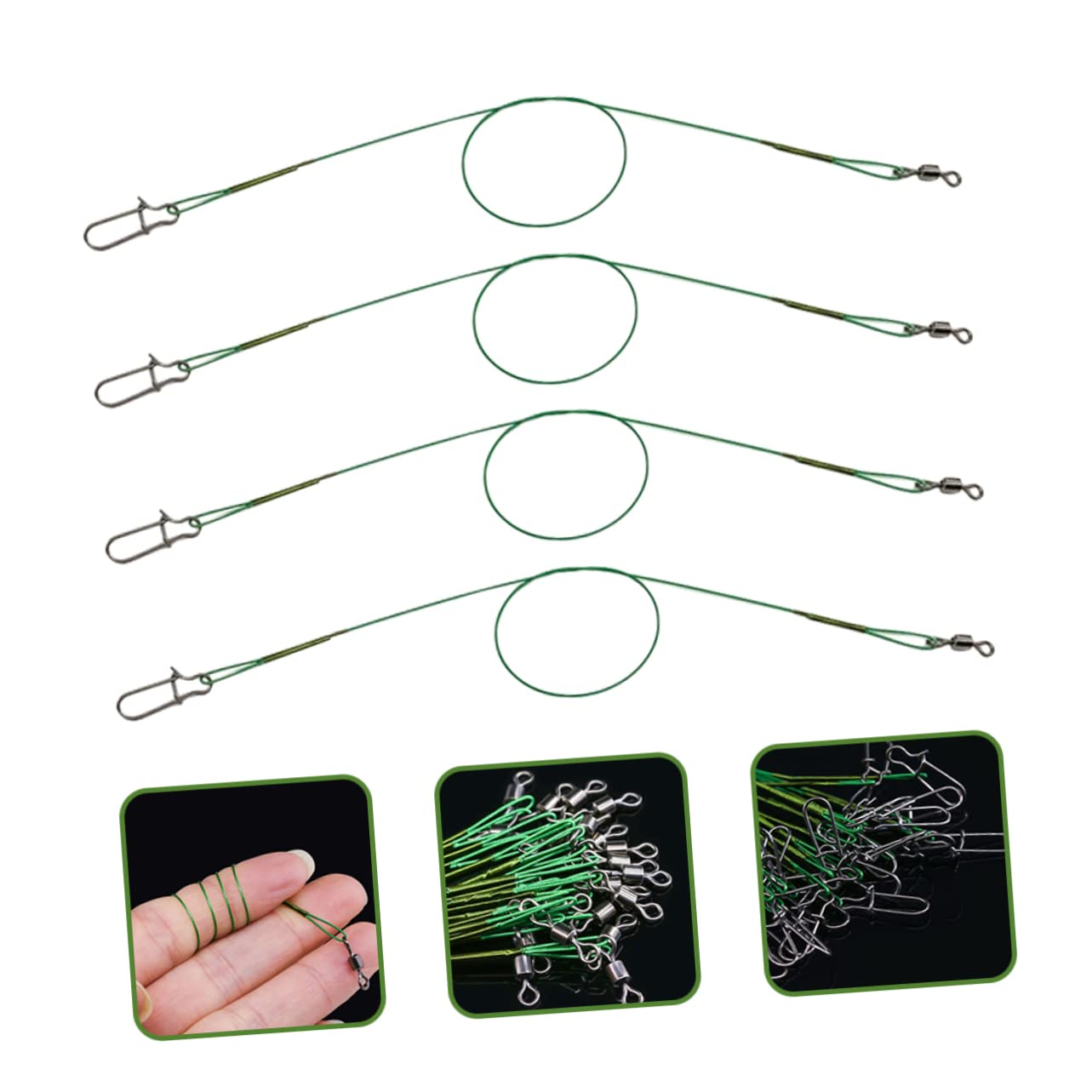 Abaodam 25Pcs Stainless Steel Fishing Leaders with Swivel Durable Fishing Supplies for Connection and Enhanced Fishing Experience for Bass Trout and Carp