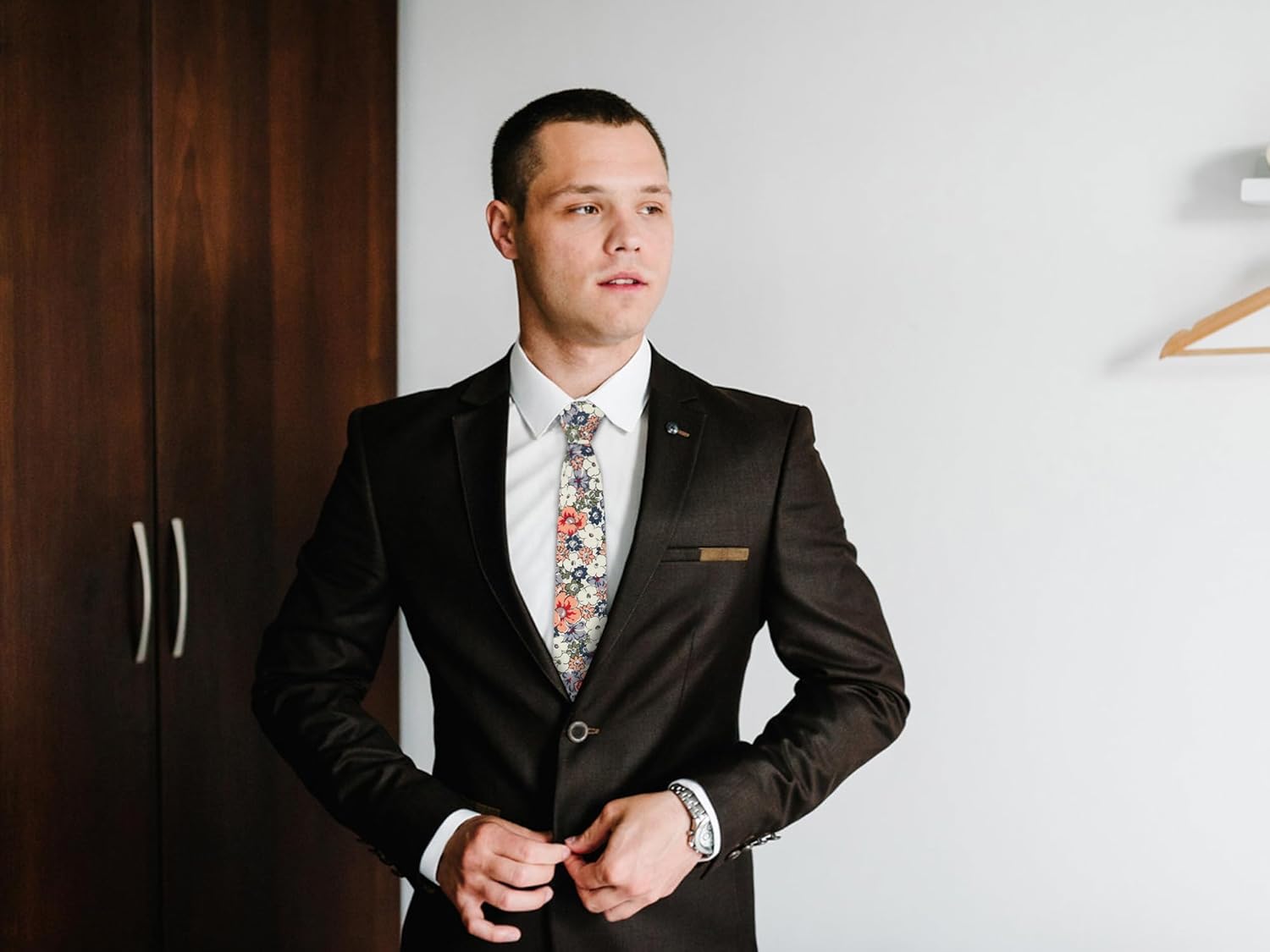 Floral Ties for Men 2.75'' Cotton Skinny Tie Mens Flower Neckties for Wedding Party Gradution Business - Image 5