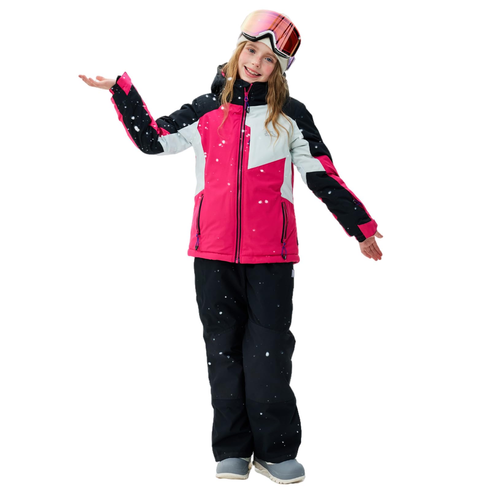 SMONTY Conjunto de Esquí niñas chaqueta y pantalones de esquí de invierno correas con capucha A prueba de viento Impermeable