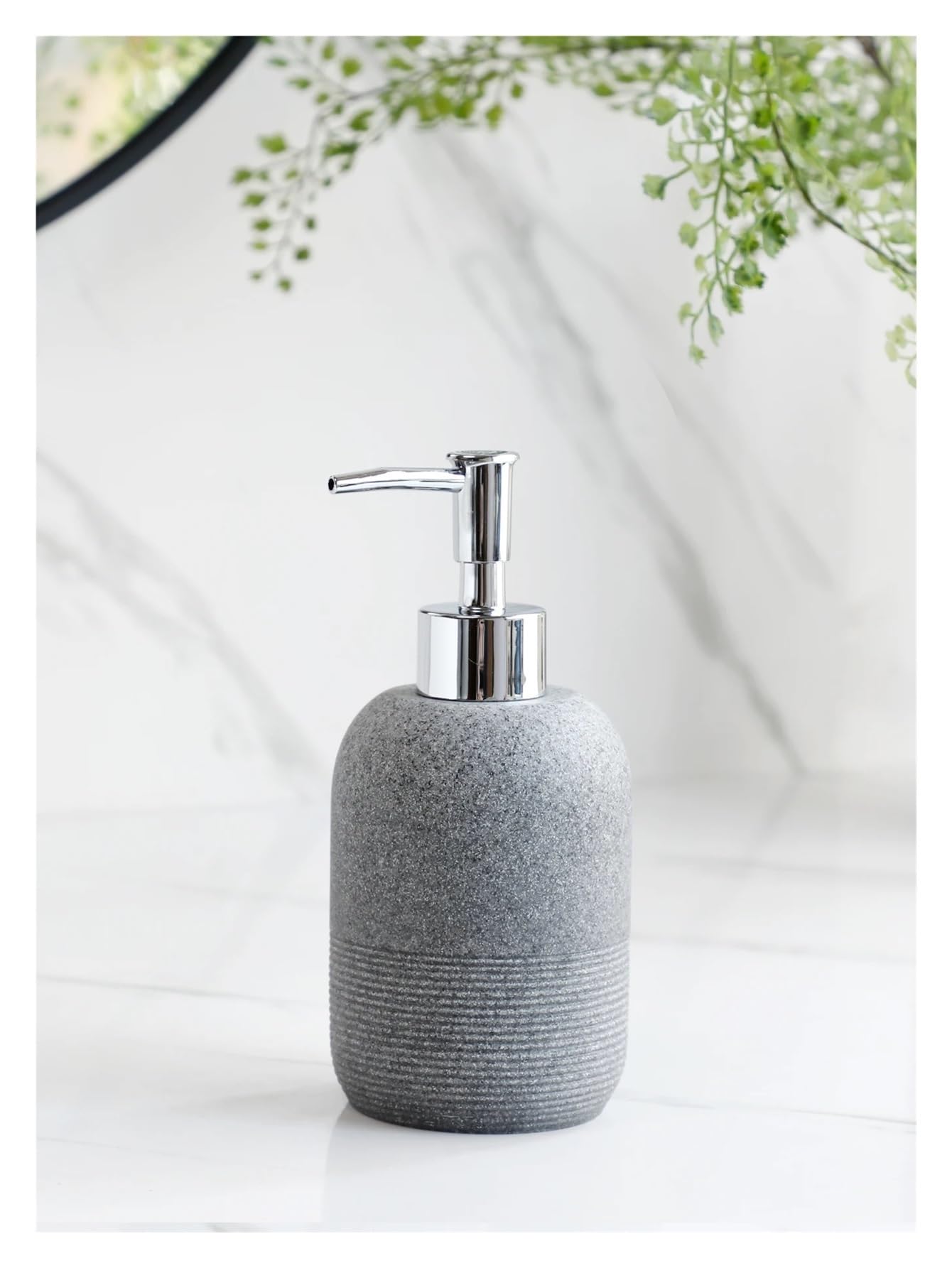 Sapisecret Badkamerset, 6-delig, zeepdispenser tandenborstelbeker met dienblad en wattenstaafjesbox, design strepenpatroon, hoogwaardig polyhars, zwart marmerlook, onbreekbaar en waterdicht