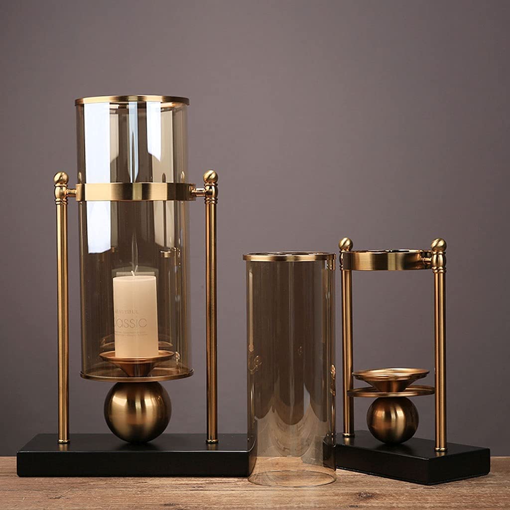 Neu Kerzenhalter, modisch, leicht, luxuriös, Vintage-Kandelaber aus Metall mit Glasschirmabdeckung, Akzentanzeige für Hochzeit zu Hause Kerzenständer
