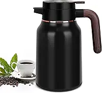 Garrafa térmica de café de 1,5 g, garrafas de aço inoxidável para líquidos quentes 36 horas, garrafas de café isoladas para manter o café quente, água quente, chá, bebidas quentes (preto)