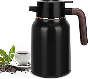 Garrafa térmica de café de 1,5 g, garrafas de aço inoxidável para líquidos quentes 36 horas, garrafas de café isoladas para manter o café quente, água quente, chá, bebidas quentes (preto)