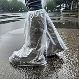 10 Pairs Waterproof Boot Covers for Rain - Disposable Plastic Rain Shoe Covers - Non-Slip Indoor Outdoor Rain Cover for Shoes,Plastic Overshoes for Men Women -Water Proof Boot Protector – Clear-XL