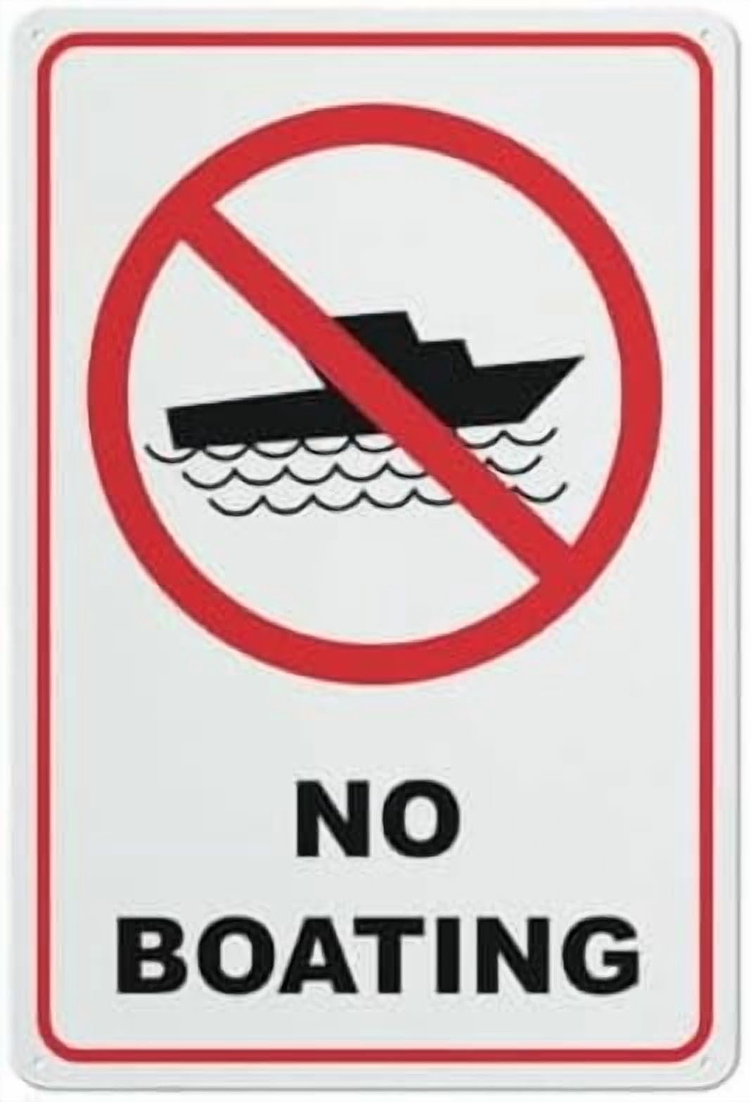 (2-Pack) Metal Tin Sign No Boating Sign 8 X 12 Inches Rust Free - Uv Protected,Weatherproof And Fade Resistant