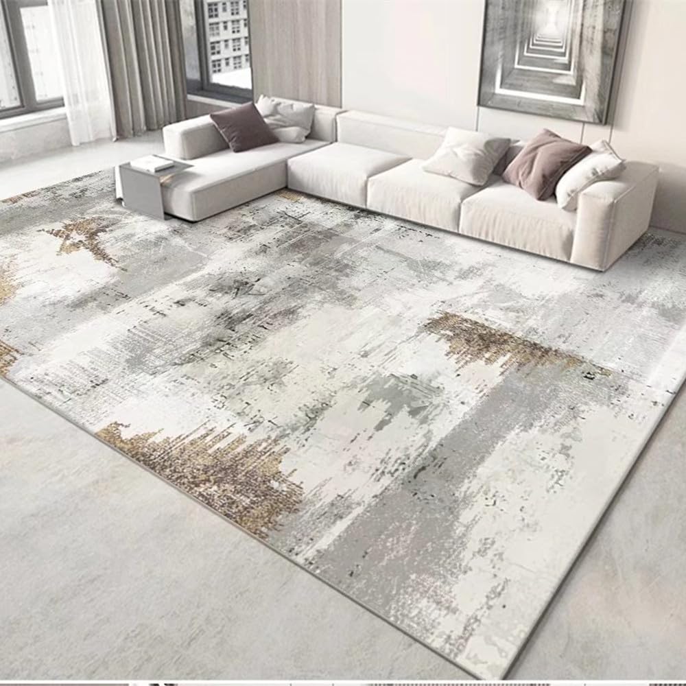 Grand tapis de sol salon flanelle gris clair 120x160 cm