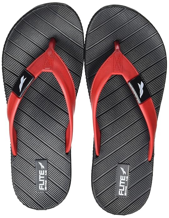 FLITE Daily USe Slippers for Women/Flip-flop for GIrls/Comofrtable slides for Ladies (Red Black, UK Footwear Size System, Adult, Women, Numeric, Medium, 5)