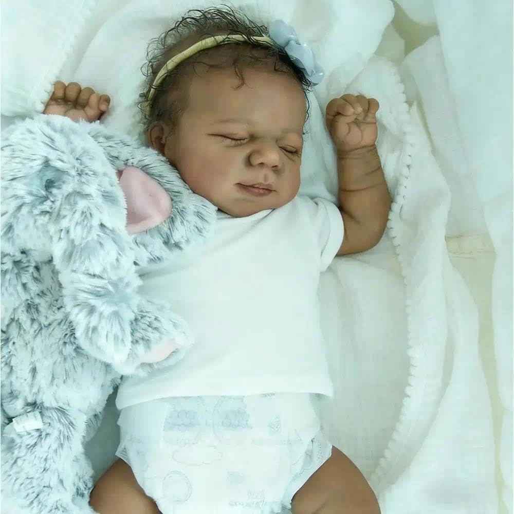 Zero pam Reborn Baby Dolls Silicone Full Body Black Girl 19 Inch Silicone Babies Lifelike Newborn Dolls Sleeping Like Real Babies Black Baby Doll For Girls Toys