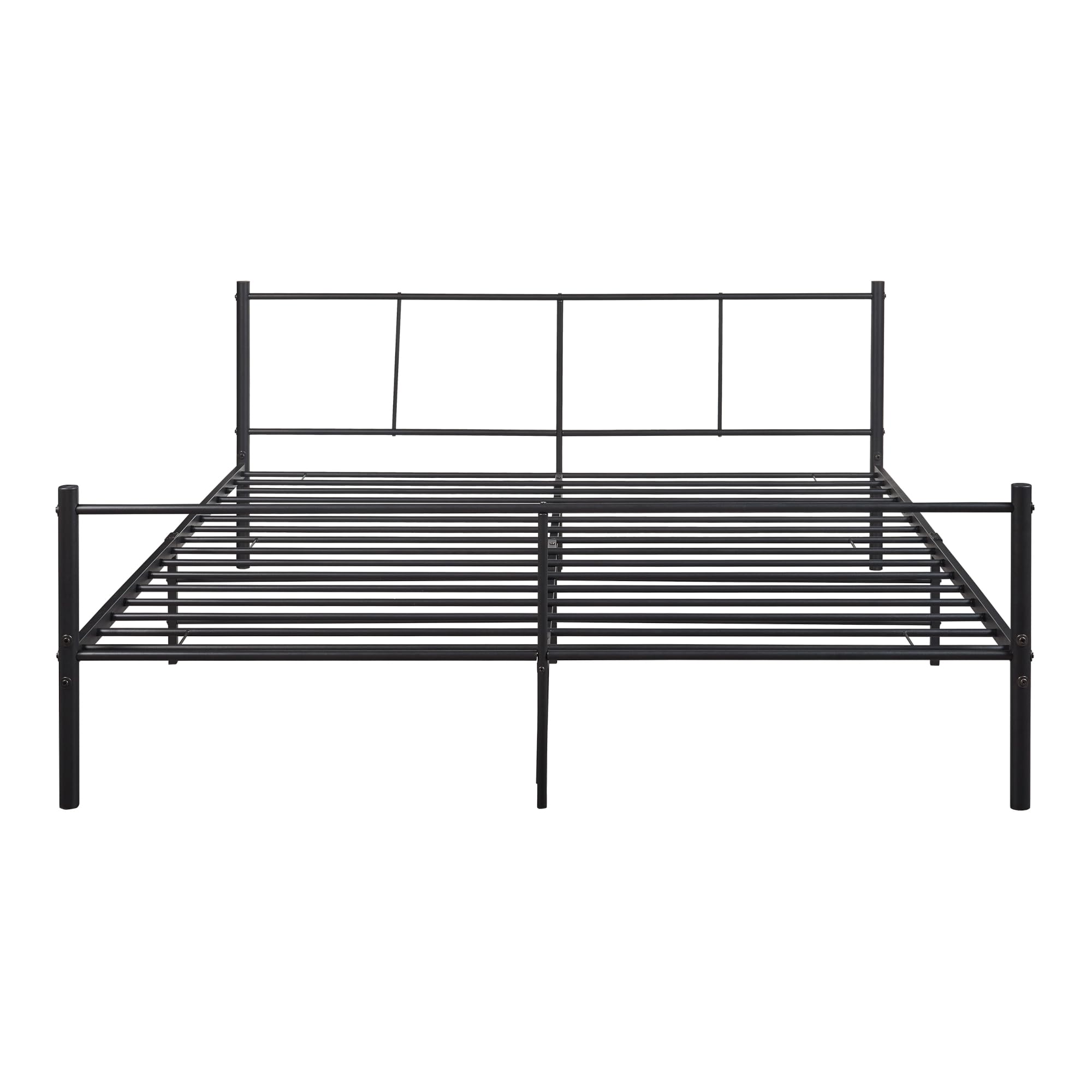 [en.casa] Metallbett Laos 180 x 200 cm Schwarz auf Stahlrahmen mit Lattenrost Bettgestell mit Kopfteil Design Doppelbett Ehebett Gästebett