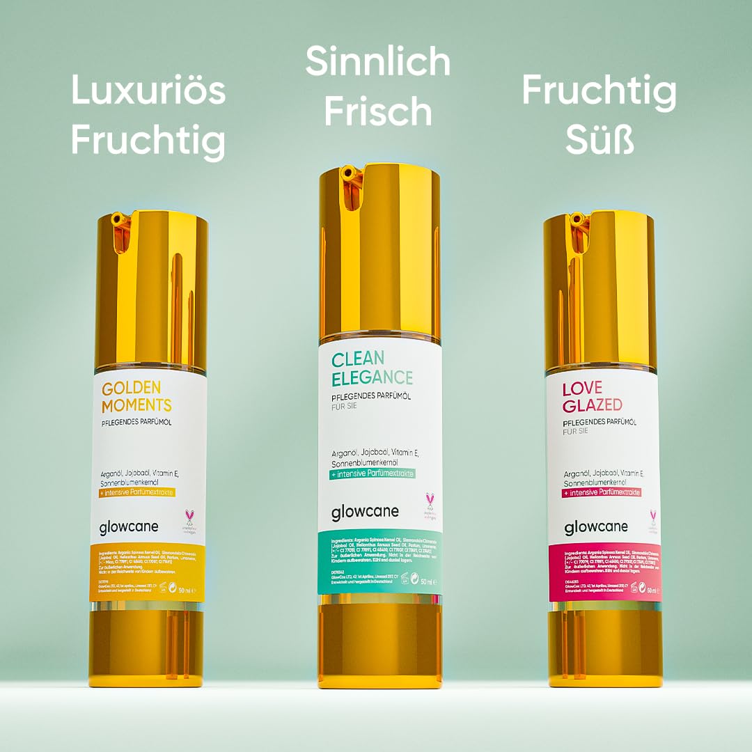 Glowcane Clean Elegance Parfüm Öl Damen 100% alkoholfrei Pflegender Ölkomplex