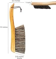 Vista 2 de Cepillo de mostrador para muebles, patio, carpintería, limpieza de dibujo, mango de madera con cerdas de crin de caballo, escoba de mano de 13