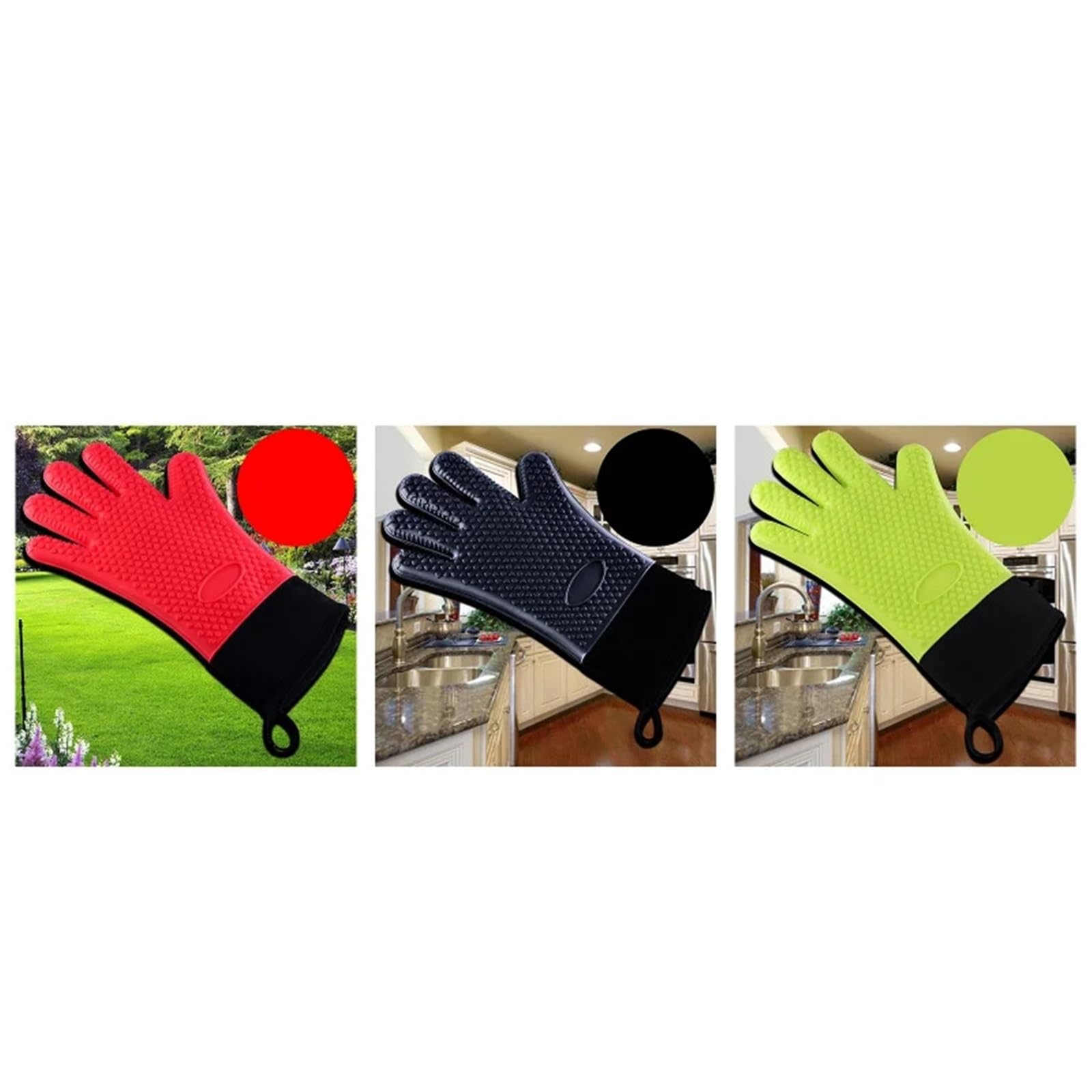 1 par de Guantes for Horno de Barbacoa de Doble Capa de Silicona for cocinar Asar Guantes Impermeables Utensilios de Cocina Guantes for Horno para Cocina(Gray)