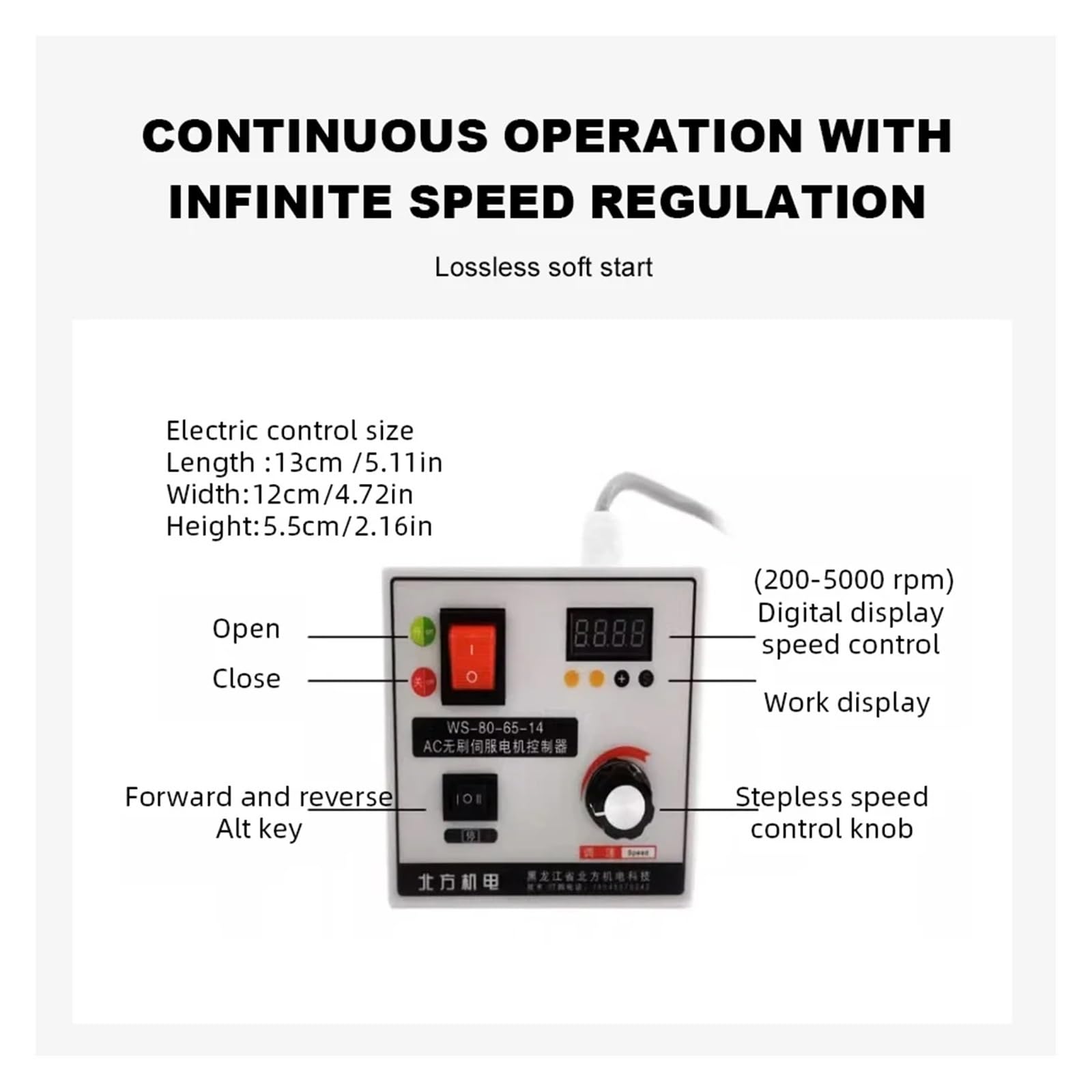 Servomotor sin escobillas CC con controlador de velocidad ajustable, maquinaria carpintería alta potencia, máquina correa torno, 600W/800W,Industrial y bricolaje(With Holder,600W)