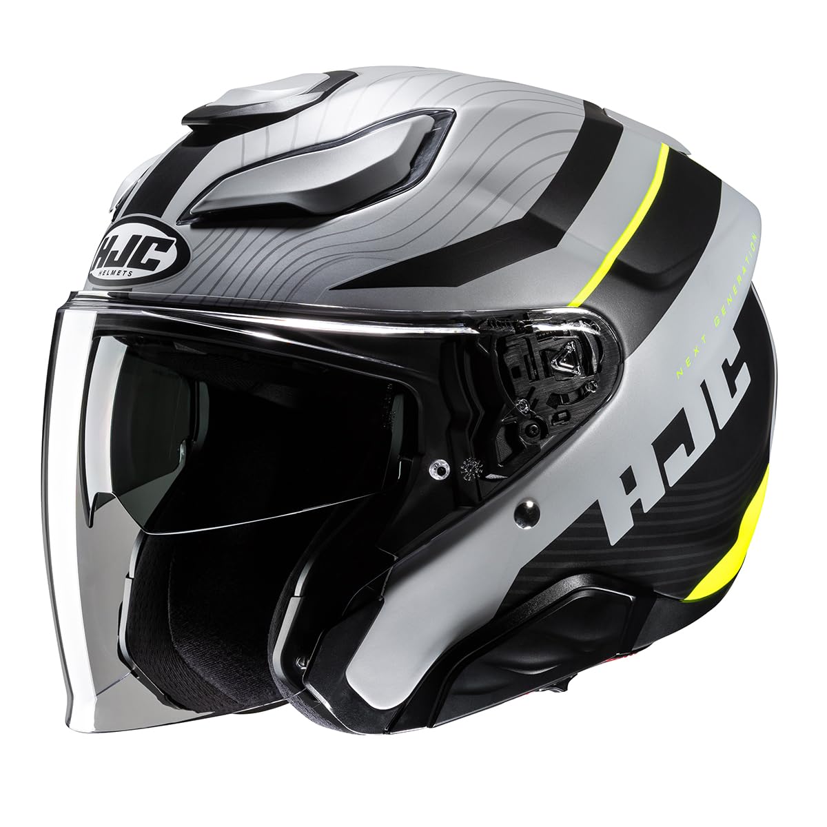 Hjc Unisex Black Grey Yellow F31 Naby Jet Helmet, Black-Grey-Yellow, Size M