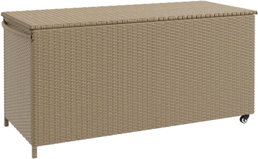 83 Gallon Deck Box Storage, Large Outdoor Weatherproof Storage Box with Lid,Wicker Outdoor Cushion Storage Box for Porch,Patio,Garden,Poolside,Tools,Toys (Brown, 47.80 Inch)