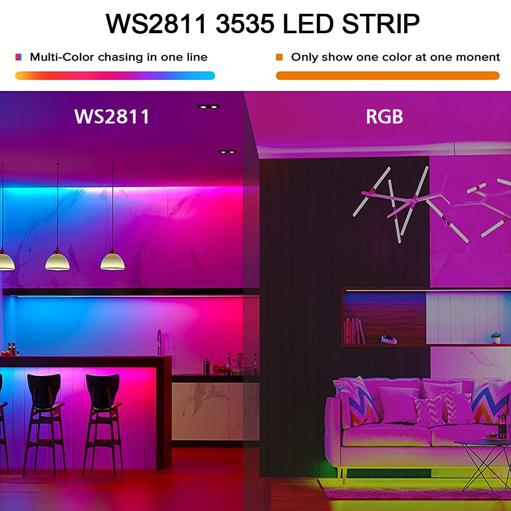 KISUFU 24V WS2811 RGB Tira de Luces LED de Neón, 360 Grados Tira LED Neón SMD 3535 120LED/M IP67 Impermeable con 24 keys Wifi Music Control, Flexible Cinta LED para Bricolaje Fiesta Decoración.