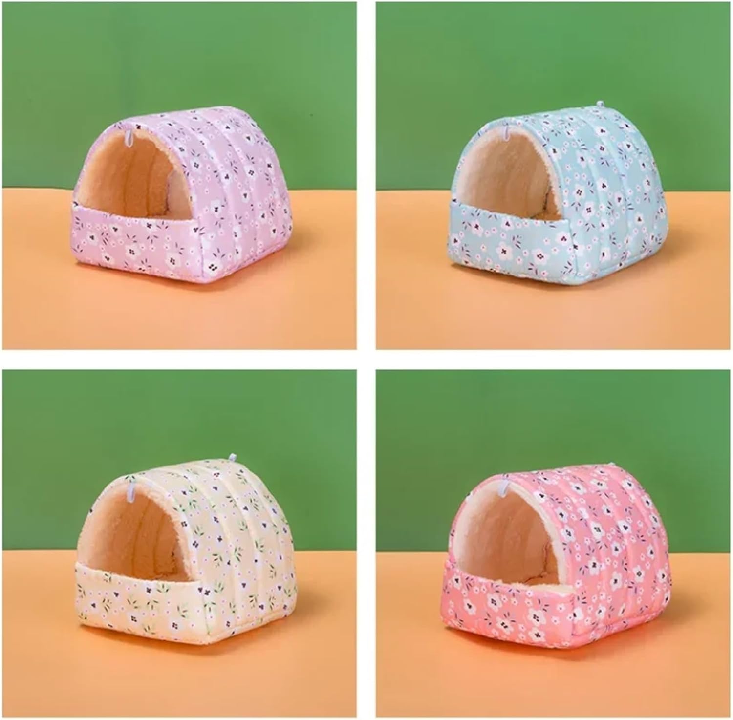 Guinea Pig Bed Soft Hamster House Guinea Pig Warm Mat Nest Small Animal Sleeping Bed Winter Comfortable Plush Hamster House Cave Pets Supplies(Color7,XL 18x18cm)