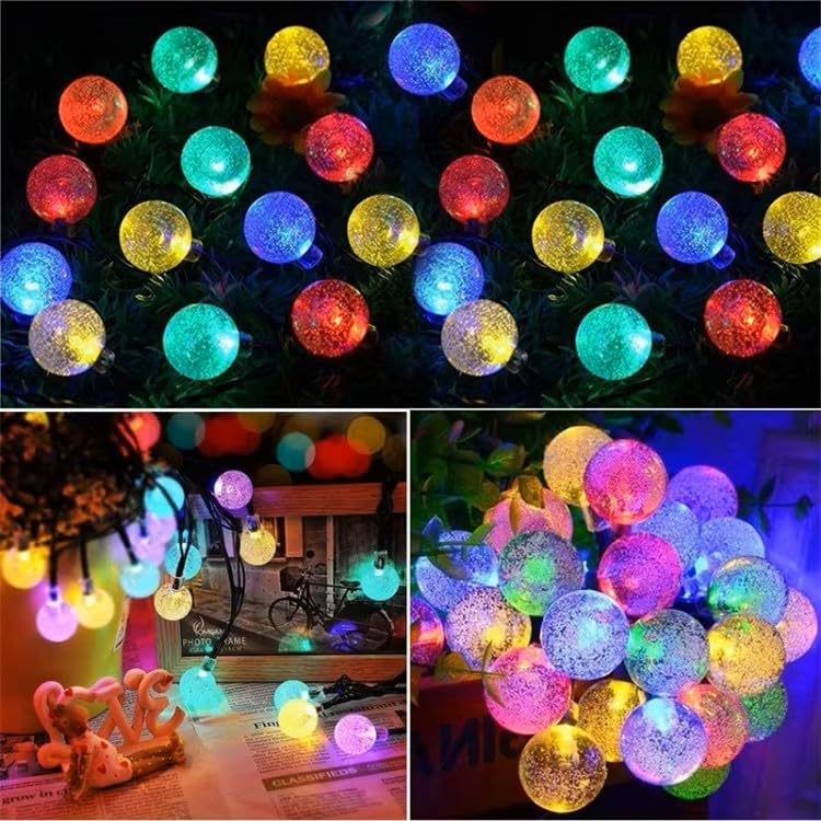 HUMAIZAR 14 LED Crystal Ball Wedding Lights – Plug-in String Lights for Ramadan, Birthday & Festive Decoration Kids Room Decoration Bedroom Lights (14 Led Multi Color)