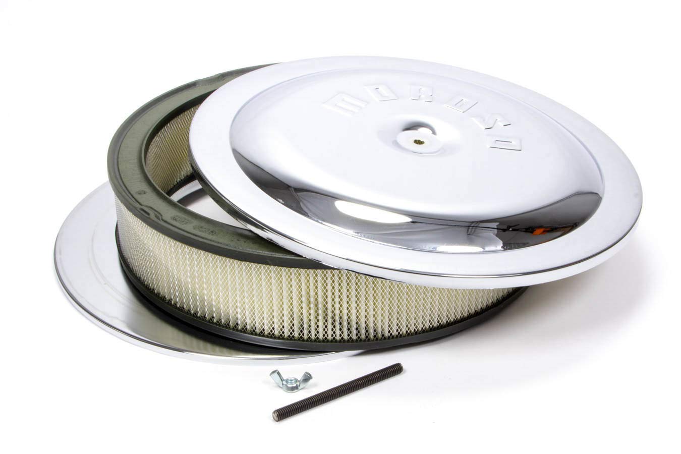 Moroso 65945 Chrome Air Cleaner Kit, 14" x 3", Fits 4500 Series Carbs