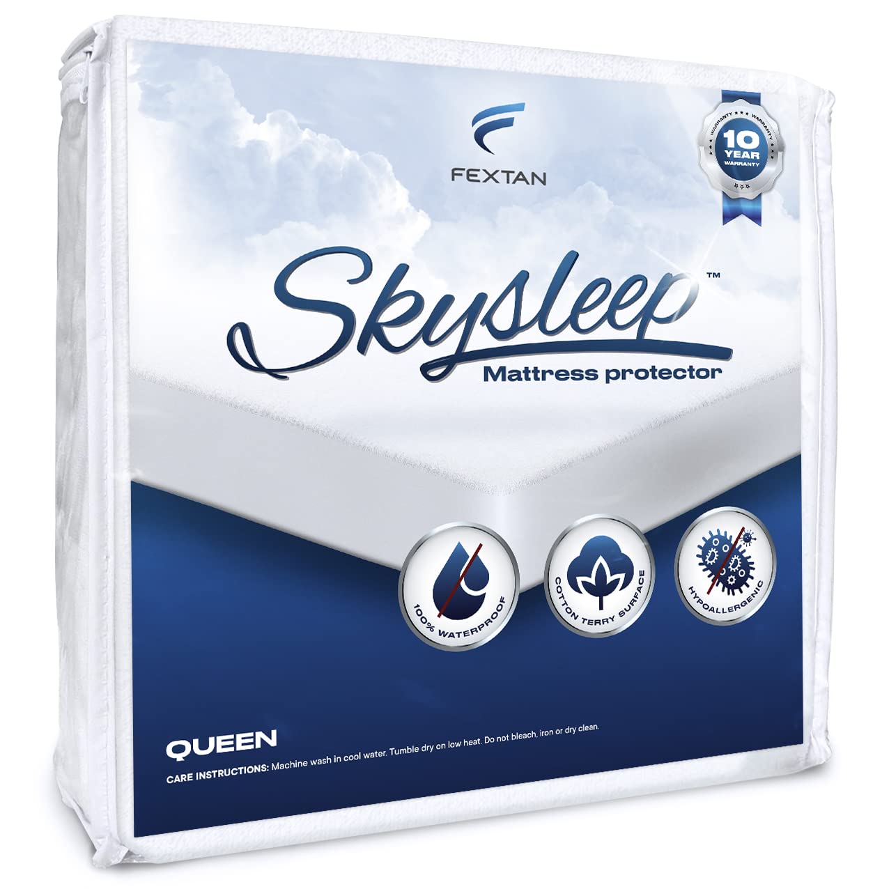 Skysleep Queen Mattress Protector Waterproof, Premium Cotton Terry