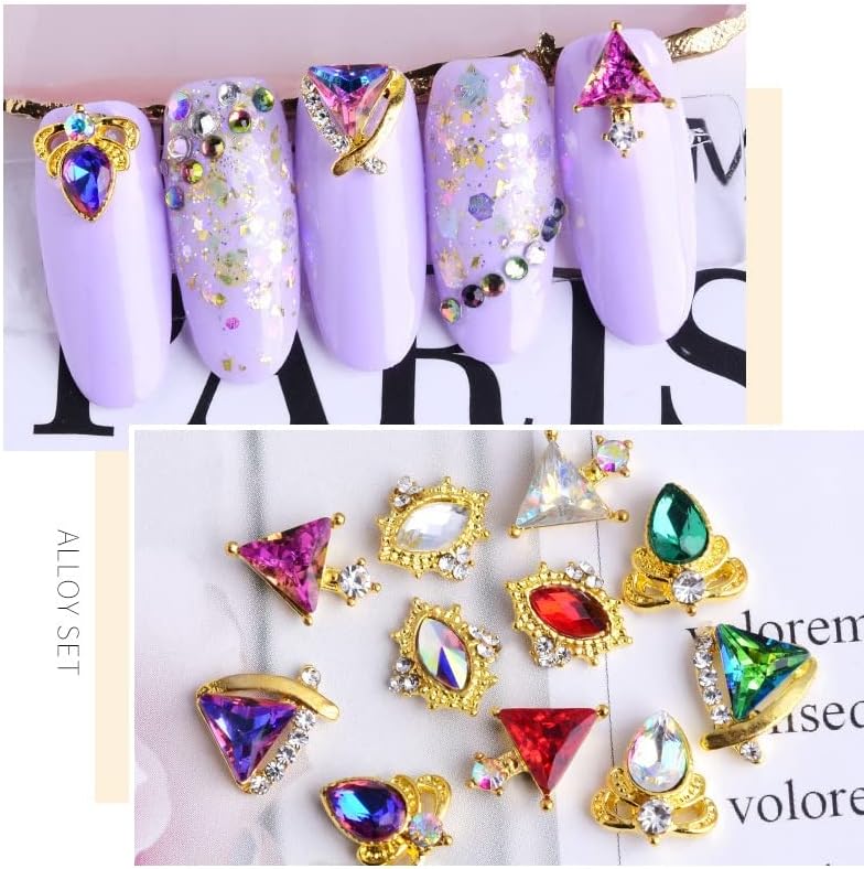 Factory Outlet Nail Art Alloy Jewelry Turntable Nail Shaped Metal Color Diamond Phototherapy Nail Art Decoration 12 Styles - Rhinestones & Decorations - - (Color: White)