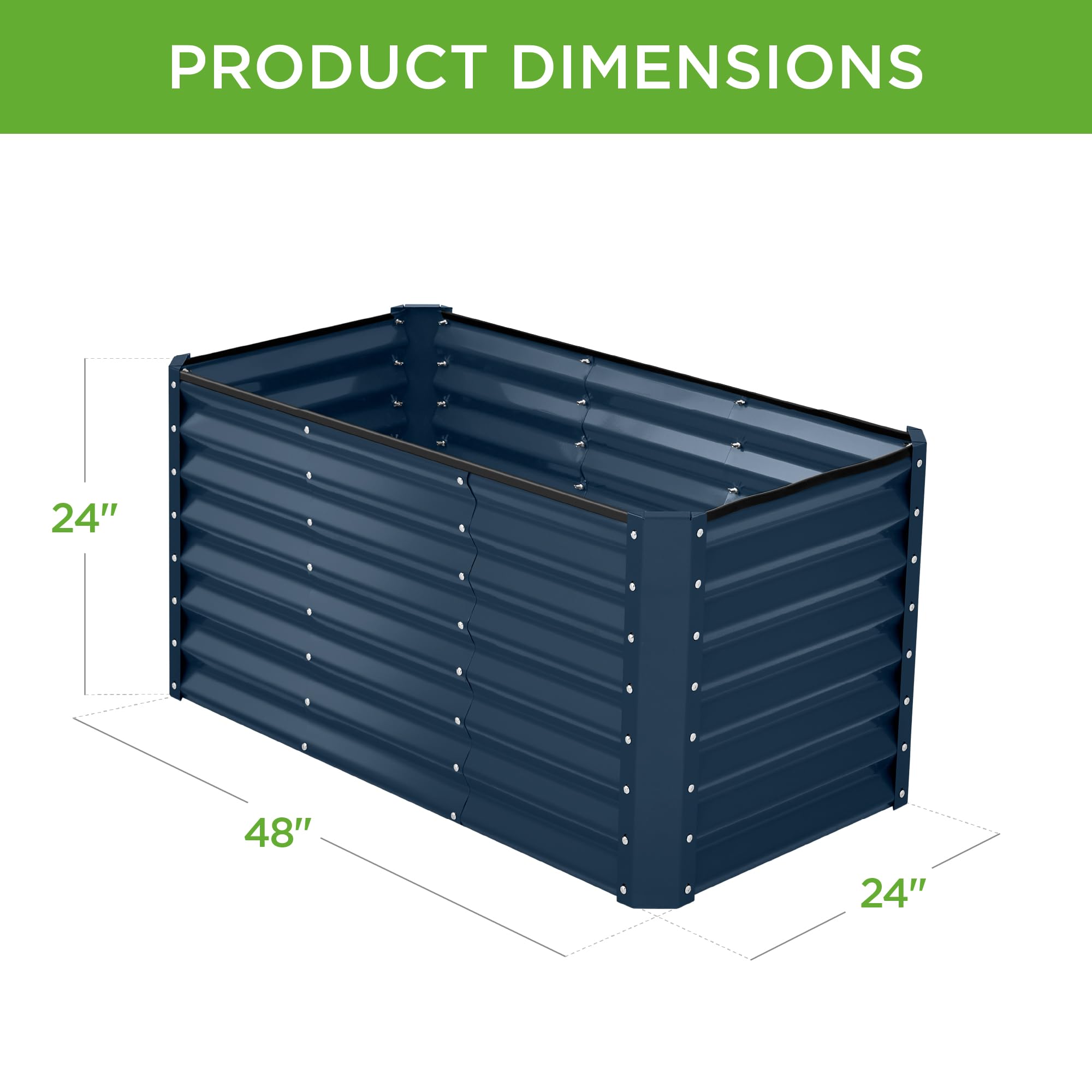 Best Choice Products 4x2x2ft Outdoor Metal Raised Garden Bed, Deep Root Planter Box for Vegetables, Flowers, Herbs w/ 119 Gallon Capacity - Navy