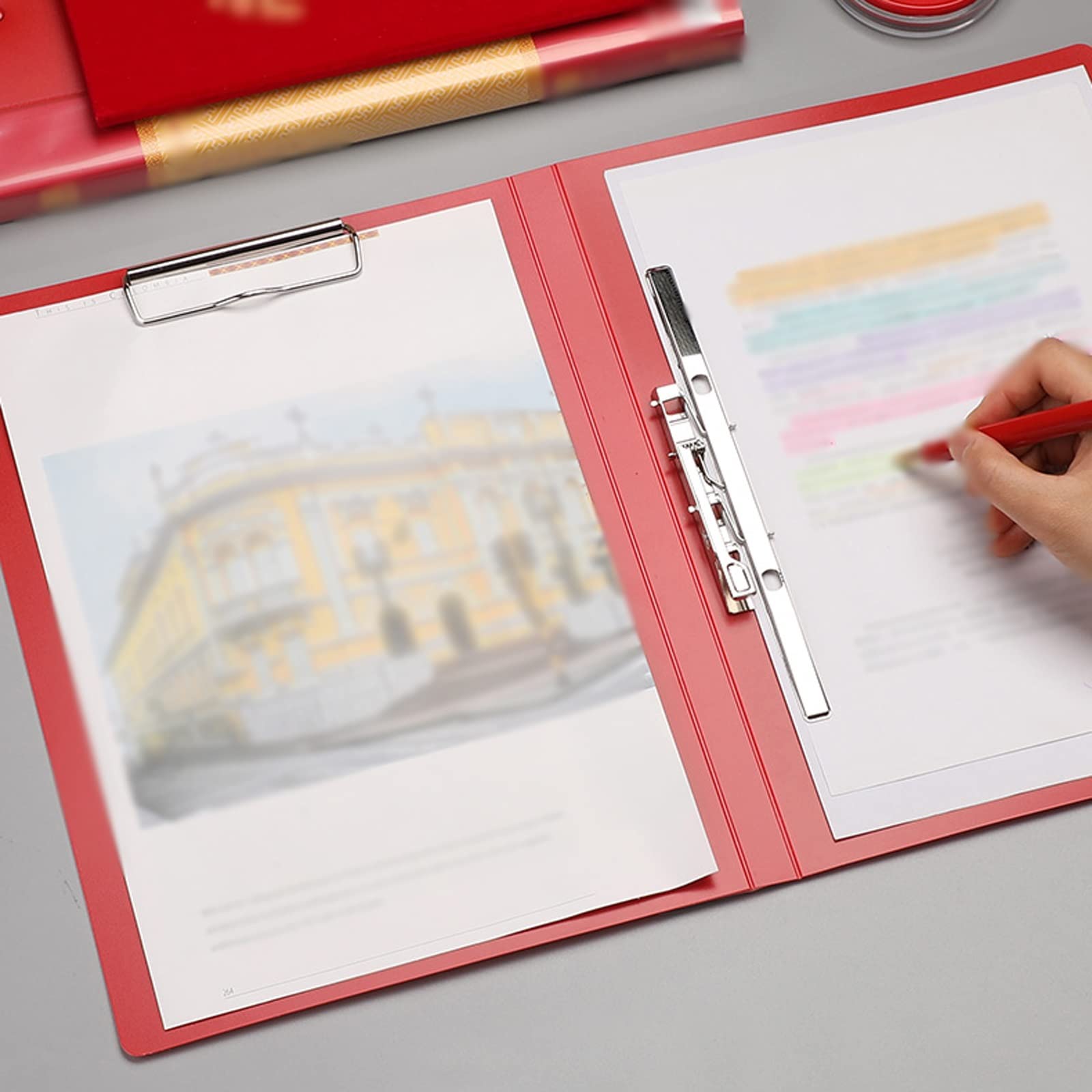 Czerwone schowki formatu A4 i Letter Mocna teczka z podwójnym klipsem Organizator plików kontraktowych Segregator prezentacji Materiały biurowe Artykuły papiernicze Rozszerzanie teczek(10 pack)