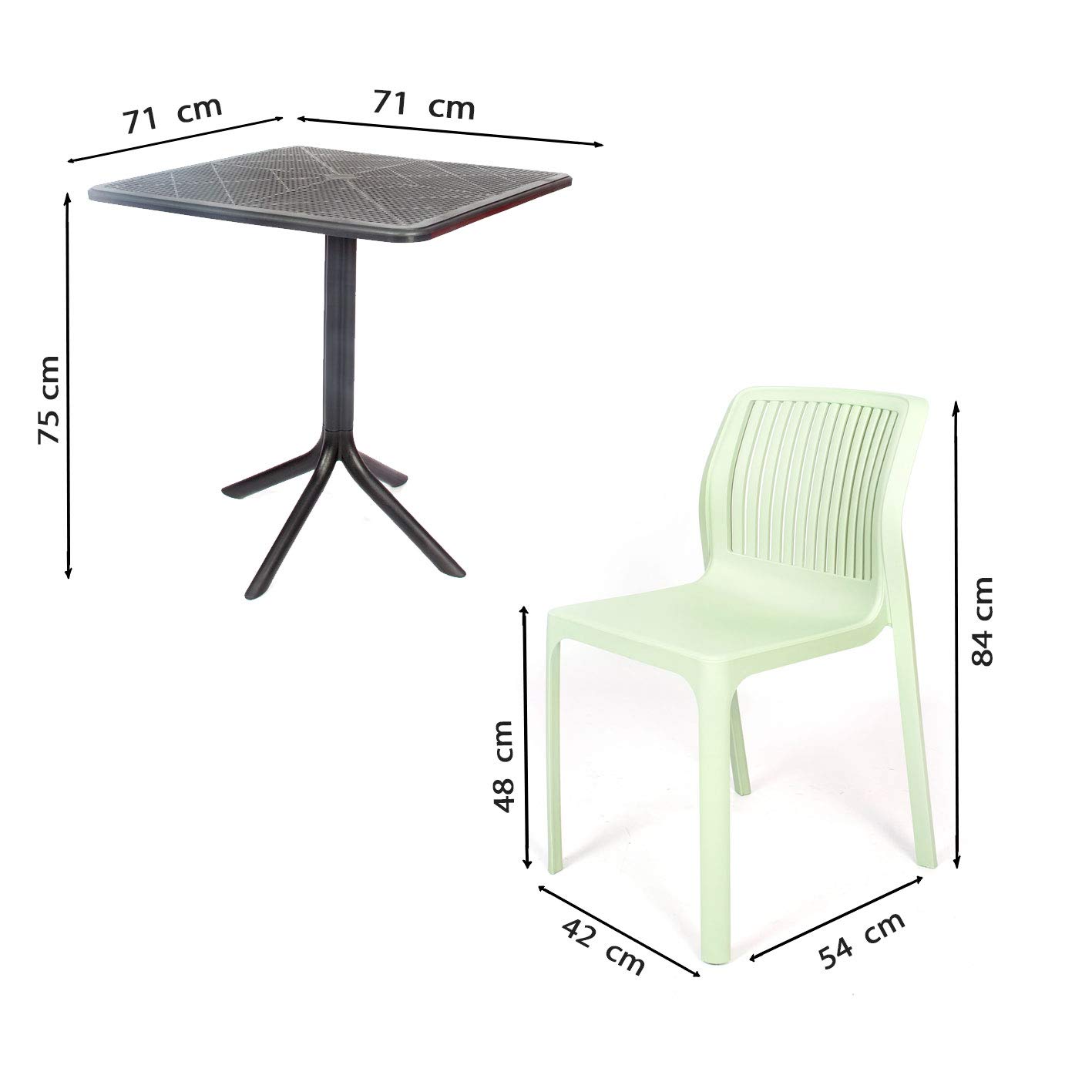 CREVICOSTA QUALITY MARK MARCAS DE CALIDAD Conjunto jardín Grand. Verde-Manzana. Resina reciclable 100% para Interior Y Exterior.