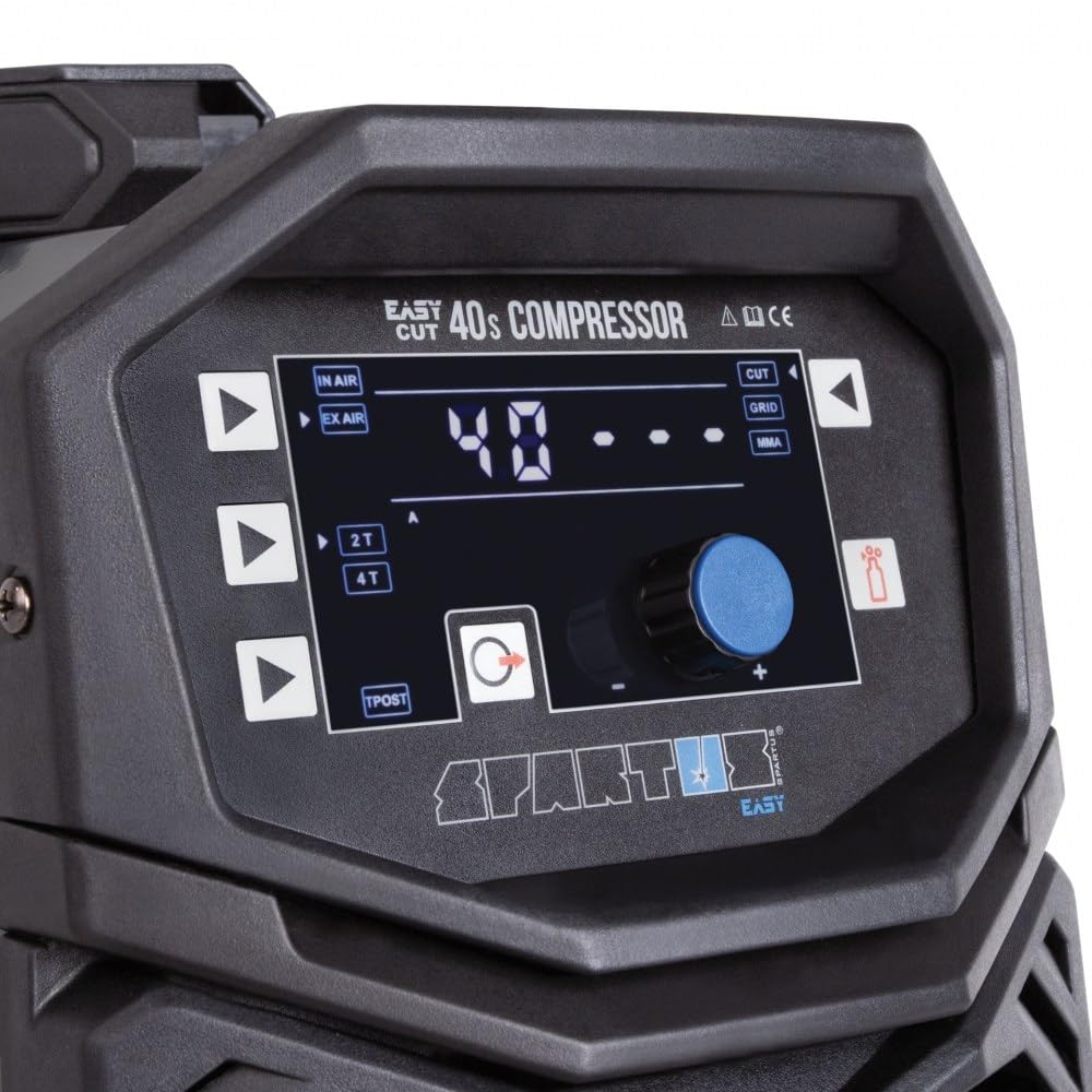 Spartus EasyCUT 40s Compressor - Taglierina al plasma inverter con compressore integrato e accensione pilota per un taglio preciso di metallo fino a 20 mm - 40 A potenza, 230 V