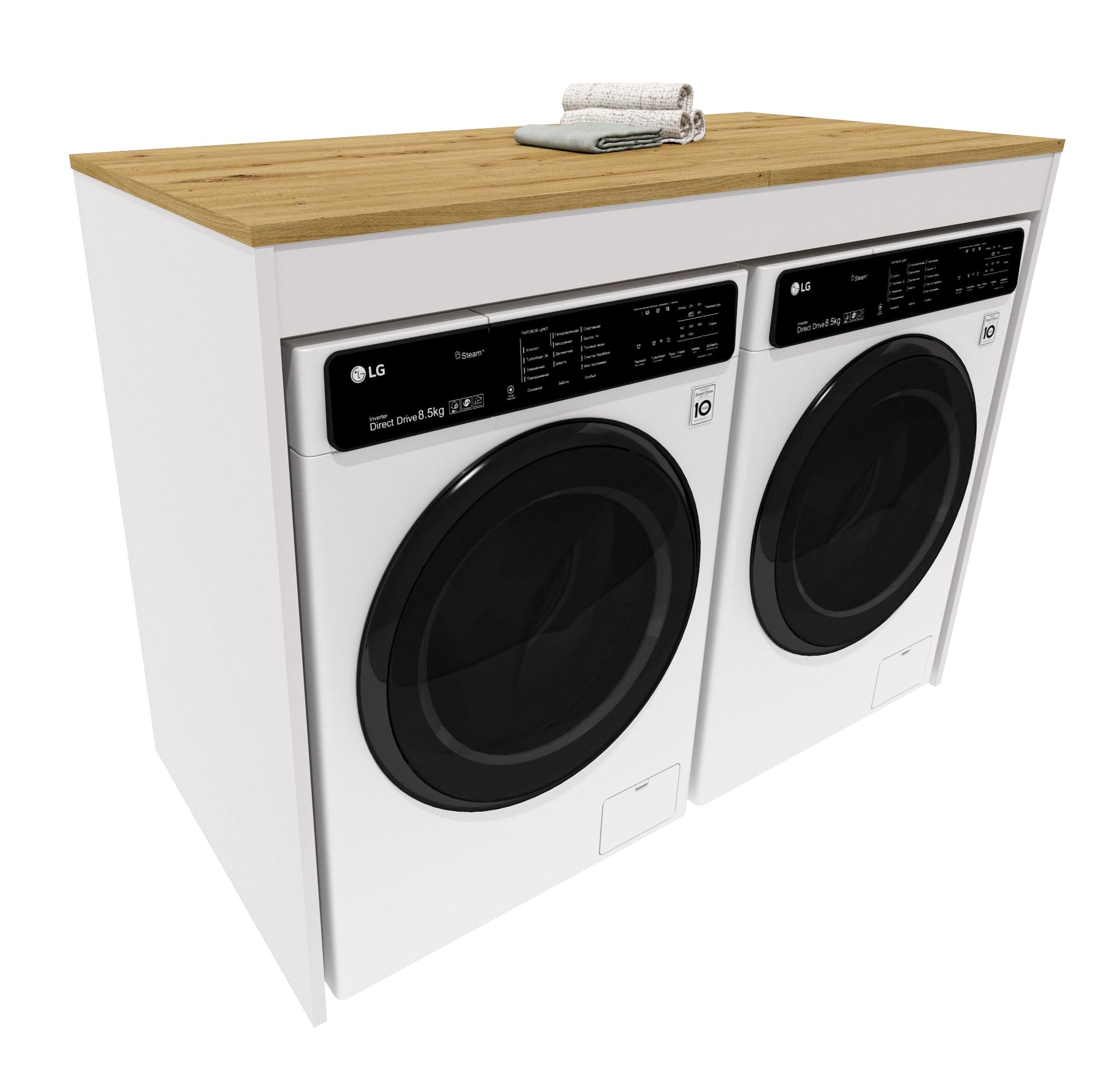 Waschmaschinenumbau | Moderner Badschrank für Waschmaschine & Trockner | Platzsparender Schrank für Badezimmer & Hauswirtschaftsraum | Eiche Artisan/Weiß