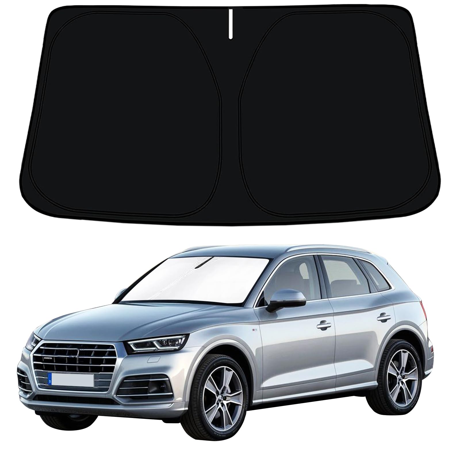 CC&TT for Au-di Q5 2009-2017 Windshield Sun Shade,Q5 Visors Sun Shade, Au-di Q5 Accessories Foldable Front Window Protector Blocks UV Rays
