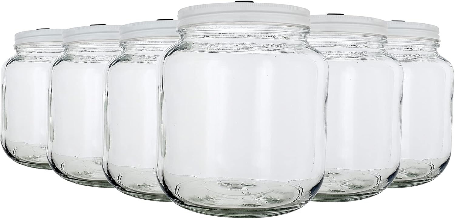 Home Brew Ohio 64oz Wide Mouth Jars With 110mm Grommeted Metal Lids (Pack of 6)