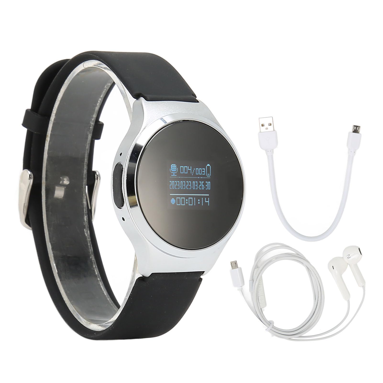 Enregistreur Vocal de Montre Intelligente, Appareil D'enregistrement de Bracelet Vocal Audio avec Lecteur MP3, Mot de Passe, Enregistreur Vocal Numérique Portable à Réduction de (16 GB)