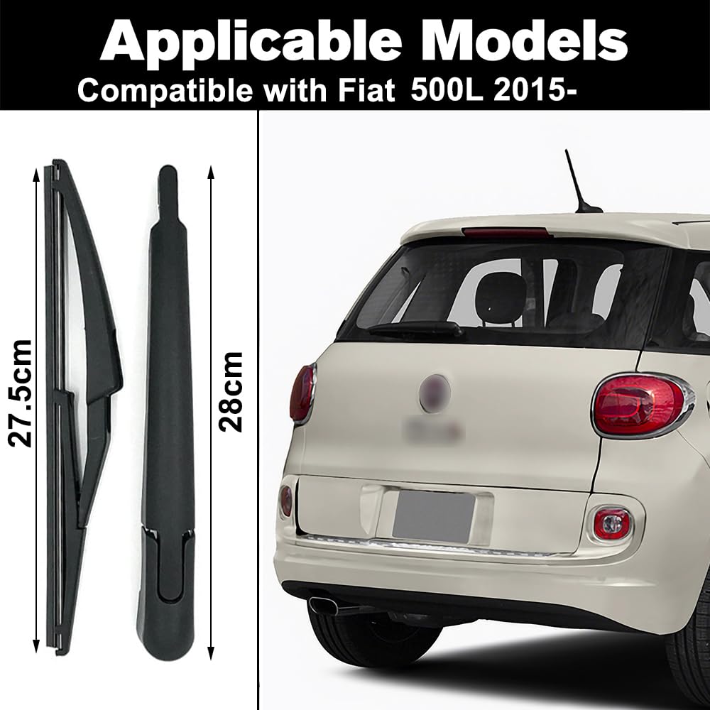 Set bracci tergicristallo posteriore, per FIAT 500 2012‑2019, braccio tergicristallo posteriore e spazzola tergicristallo