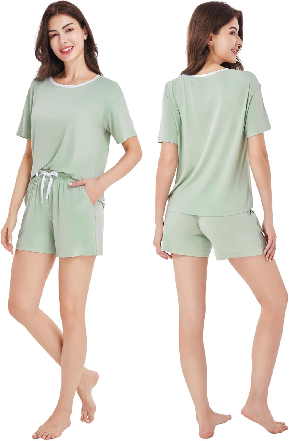 DAVID ARCHY Viscose from Bamboo Pajamas for Women Cooling Ultra Soft Short Sleeve Lightweight Comfy 2 Piece Pj Sets Sleepwear - Image 4