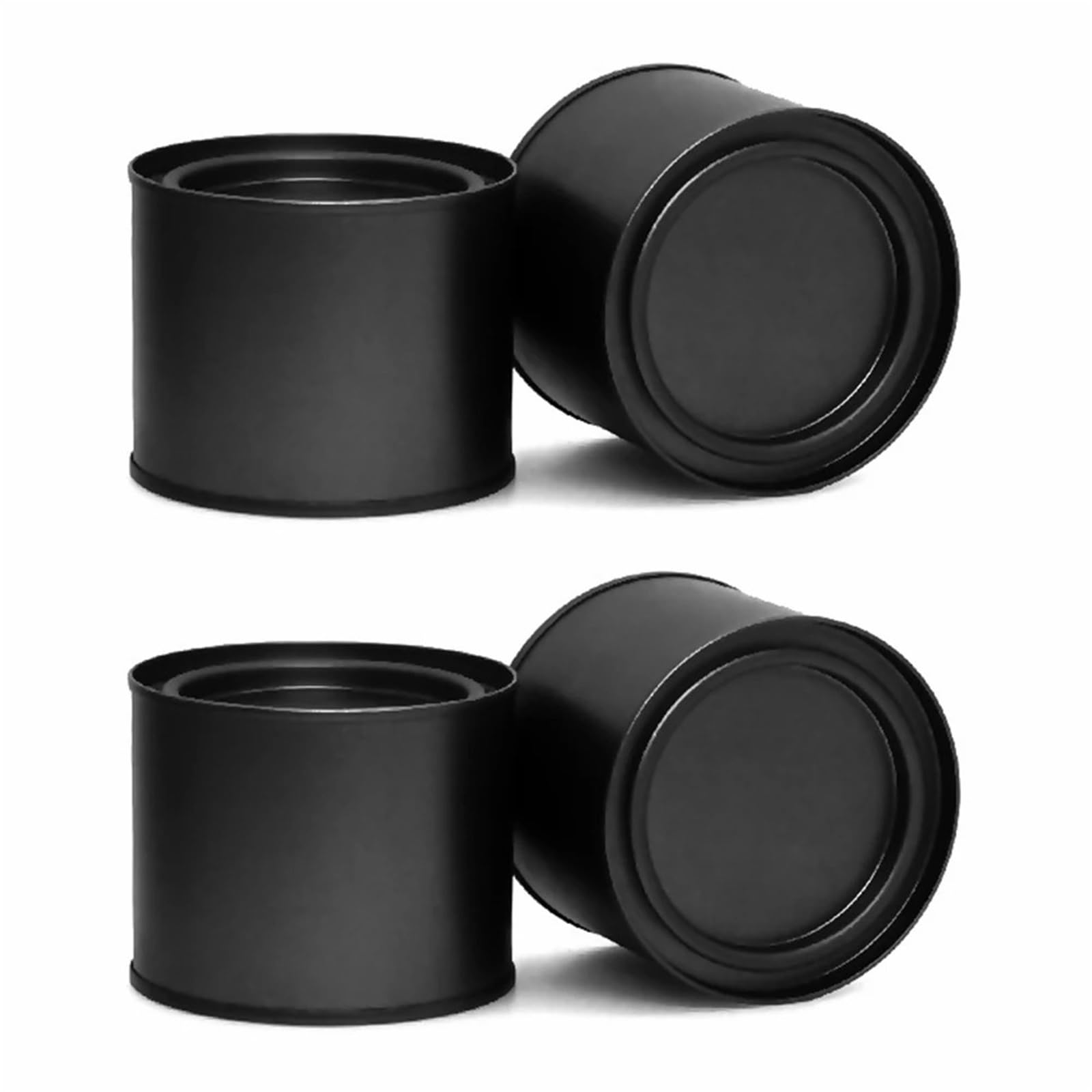 UBOHUZ 8Pcs 250ml Multipurpose Round Metal Containers Tea Can Storage Lid Jars For Cosmetic Organizer Gold Silver Black Candle for Tea, Coffee(Matte black)