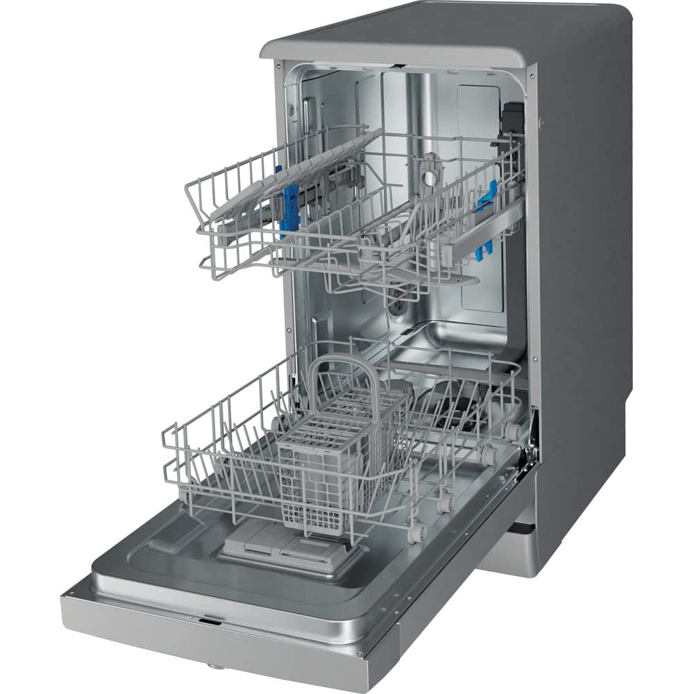 Indesit DSFE 1B10 S lavavajilla Independiente 10 cubiertos A+ - Lavavajillas (Independiente, Plata, Estrecho (45 cm), Plata, Botones, Giratorio, 1,3 m)